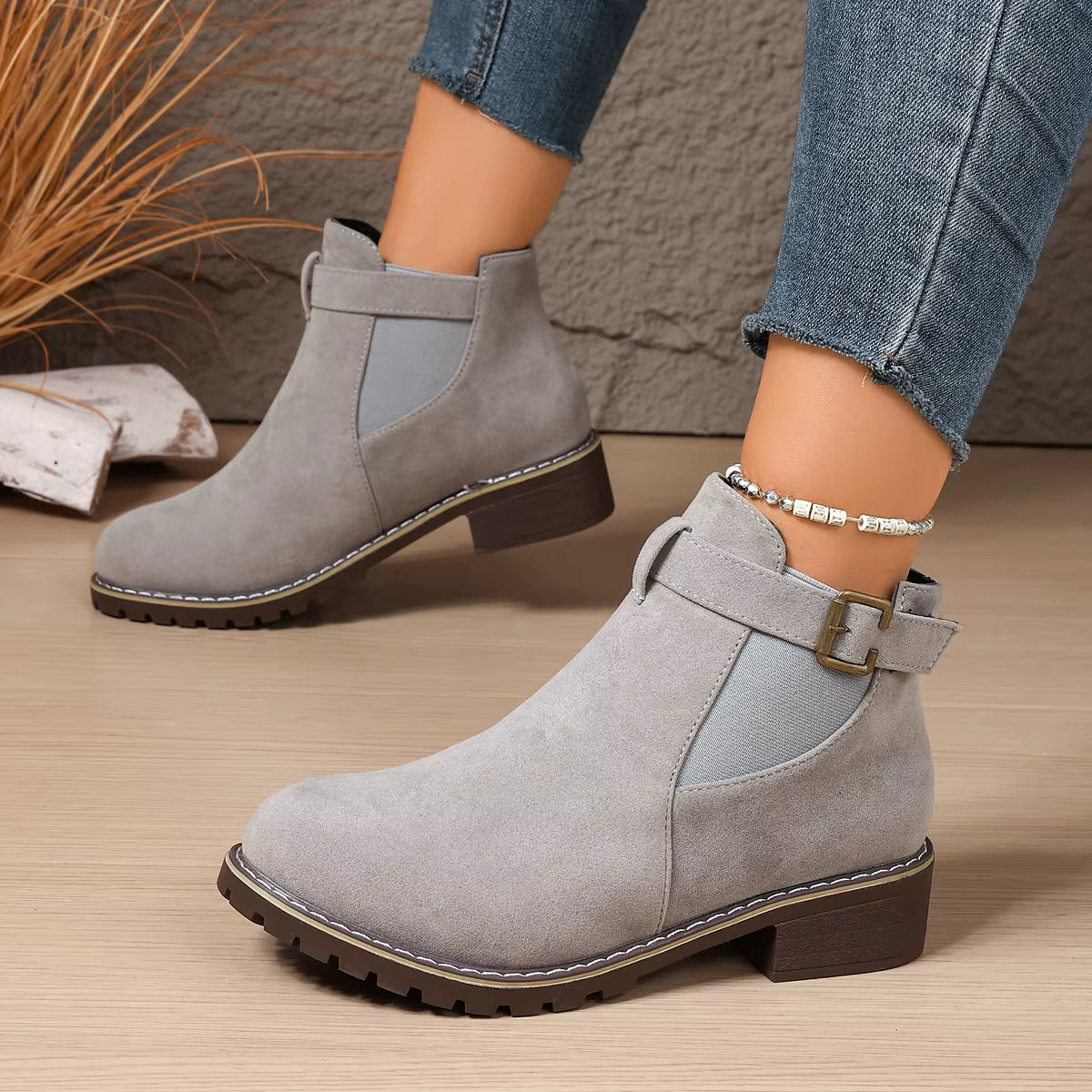 Claire | Suede Ankle Boots with Thick Heel