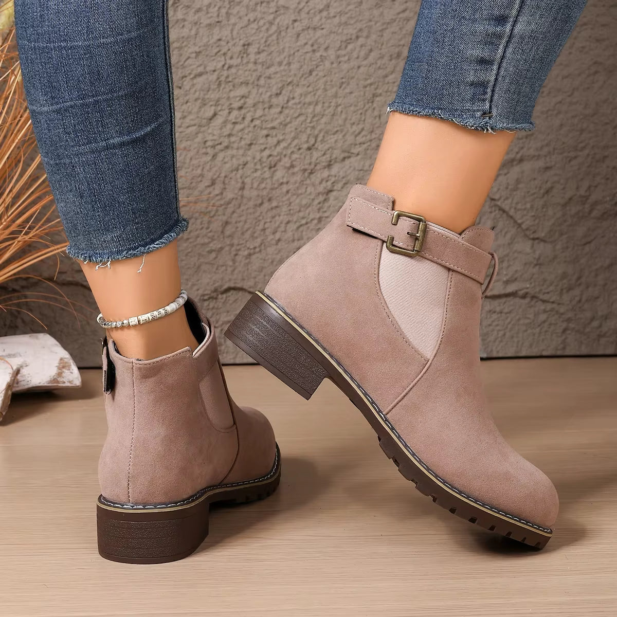 Claire | Suede Ankle Boots with Thick Heel