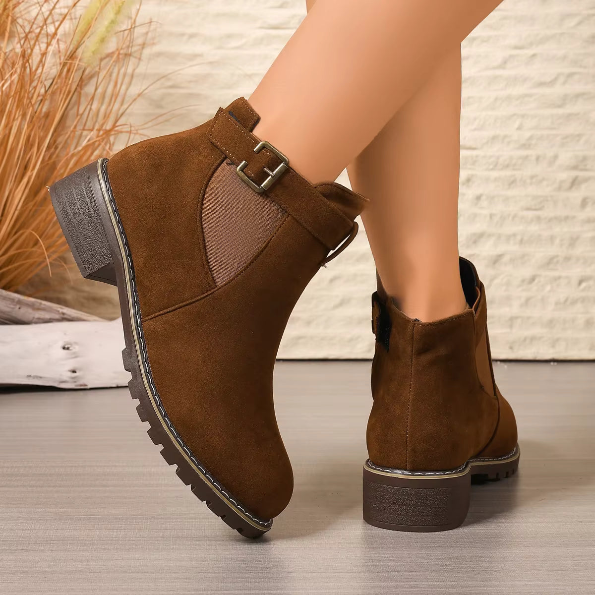 Claire | Suede Ankle Boots with Thick Heel